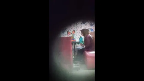 Teen couple secret blowjob and fucking in restaurant