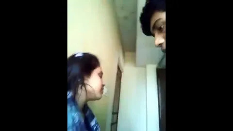 Lustful boyfriend secretly sucks gf boobs on balcony