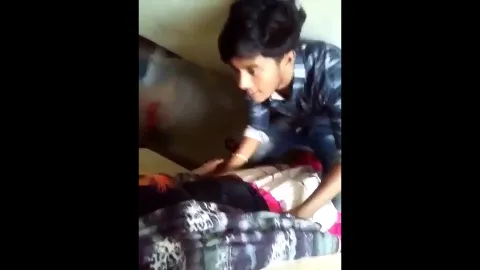 Lustful boyfriend secretly sucks gf boobs on balcony