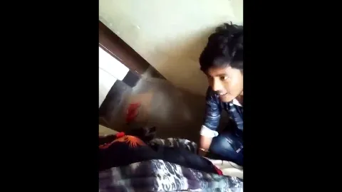 Lustful boyfriend secretly sucks gf boobs on balcony