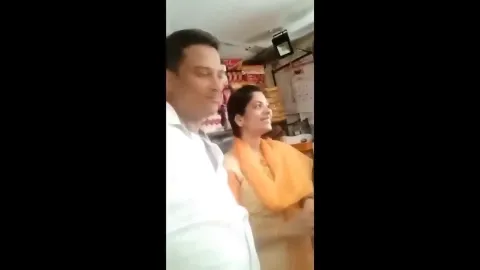 Horny man shop romance kissing boobs pressing with woman mms