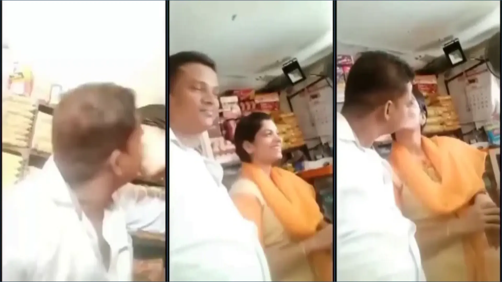 Horny man shop romance kissing boobs pressing with woman mms