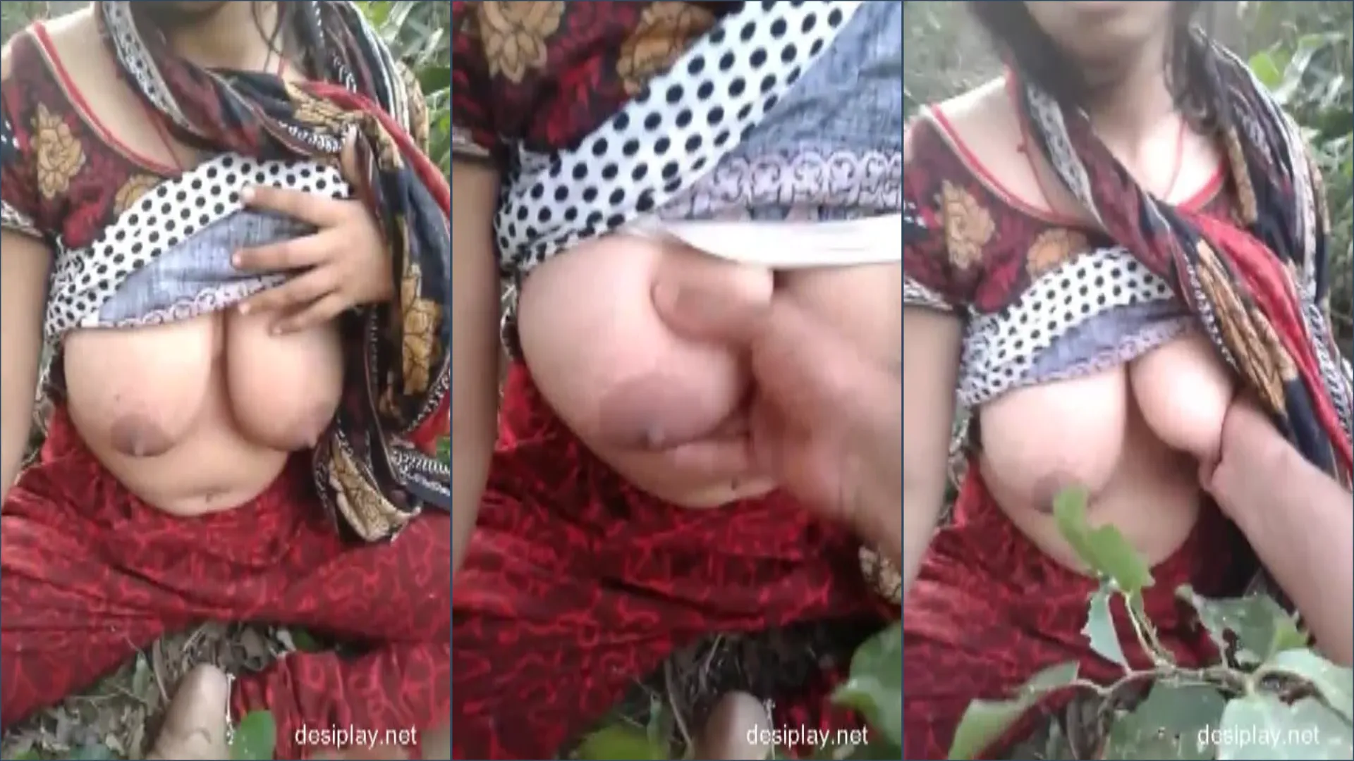 Bihari village aunty boobs show to neighbour outdoor