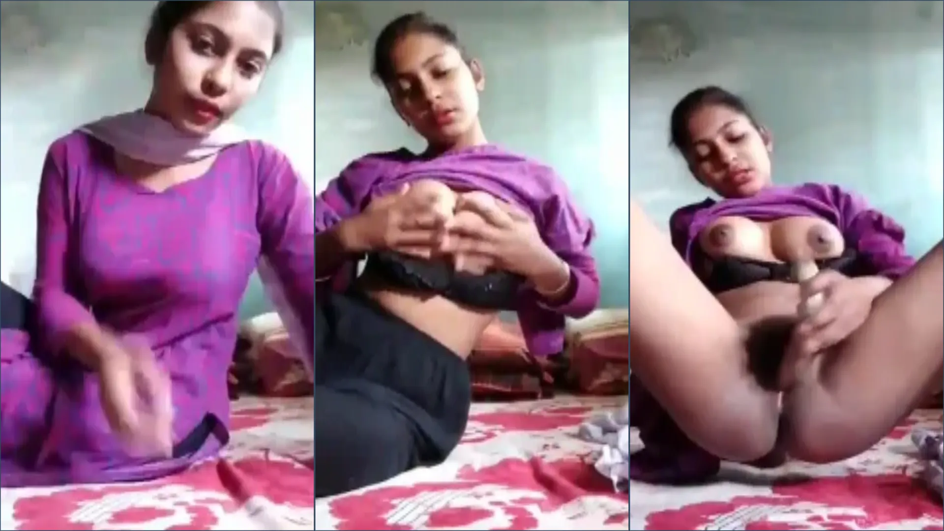 Cute innocent girl records sexy nude clip for bf