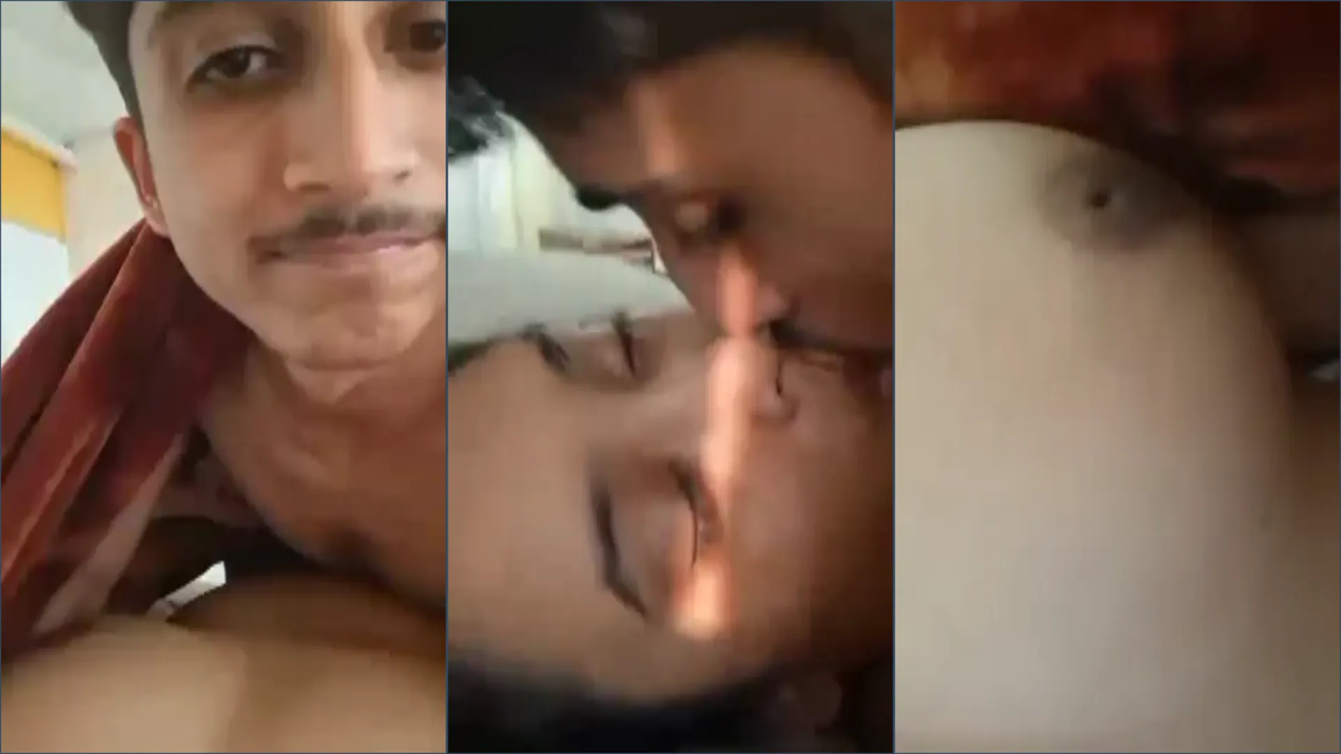 Horny boyfriend romance with naked girlfriend under blanket sexy boobs