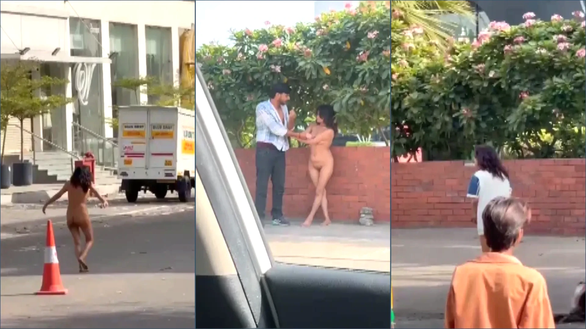 Pune drunk girl strips full naked in public after fight with boyfriend viral mms