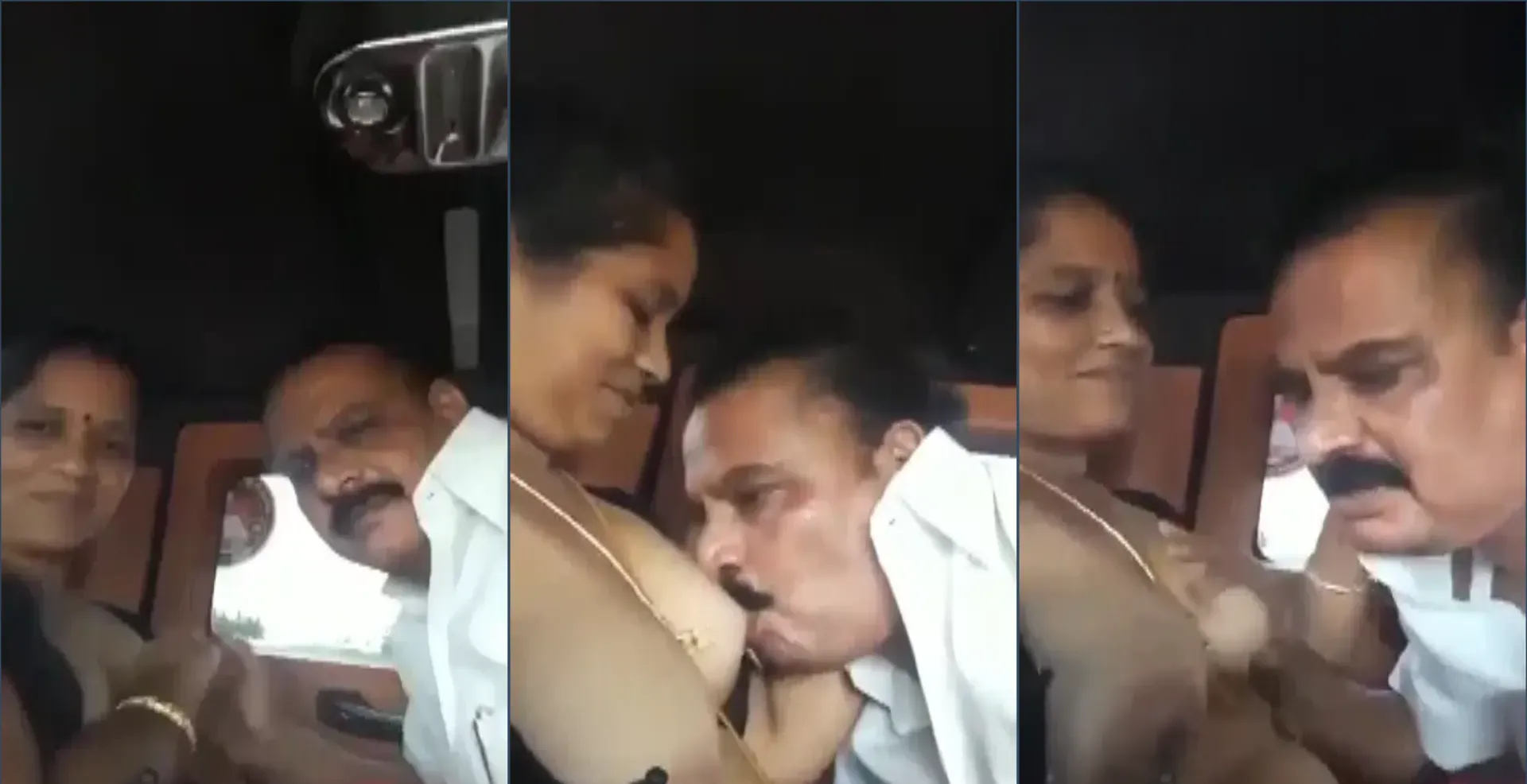 Horny old uncle sucking aunty boobs in car viral mms