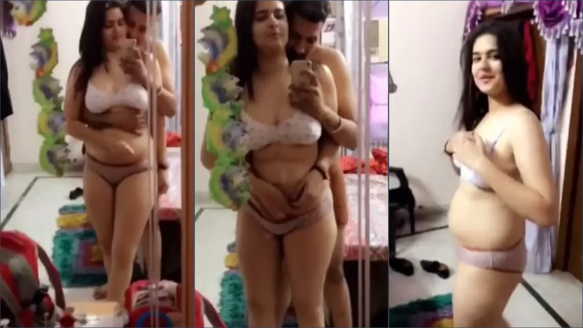 Desi horny couple naked mirror romance pussy fingering