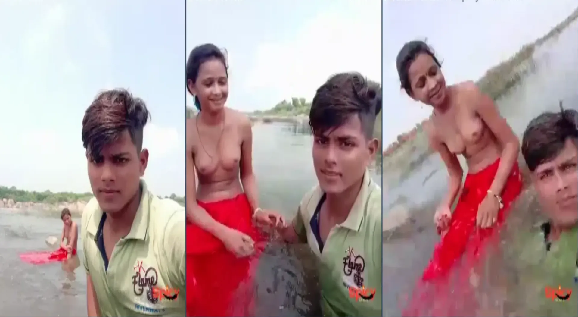 Bihari girl outdoor naked bathing in pond friends recording mms